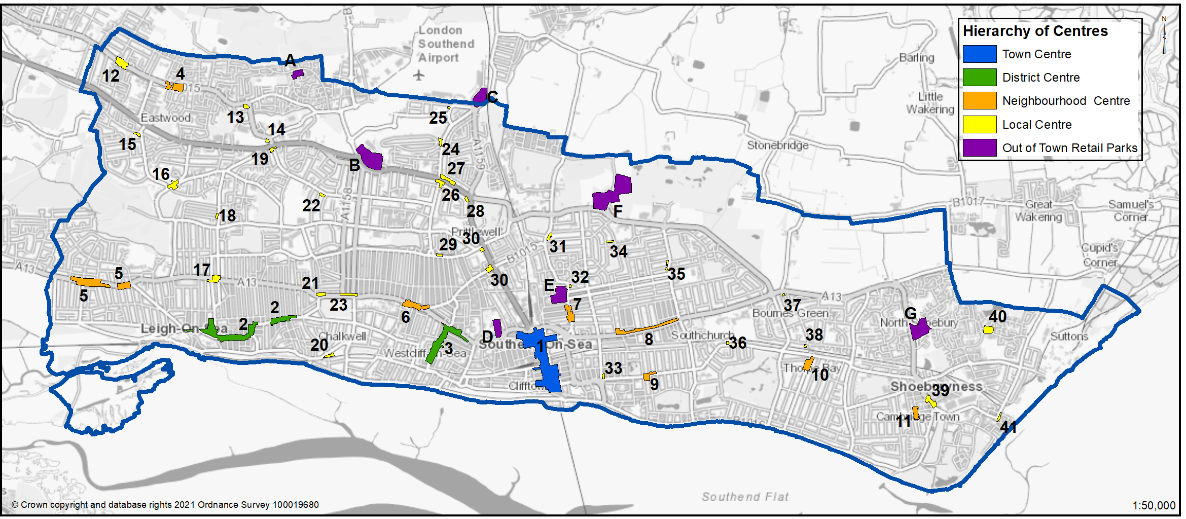 Retail and commercial centres in Southend