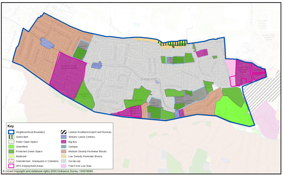 Eastwood profile showing key characteristics of the neighbourhood including previous housing growth; potential new homes; transport connections; education and healthcare provision; business and commercial areas; green space and car ownership.