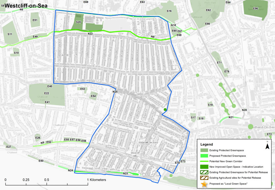 Map identifying green space
